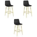 ARCETO Hocker – schwarzer Samt / GOLDBeine x 3
