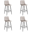 POZZA Hocker – dunkelbeiger Samt / schwarze Beine x 4