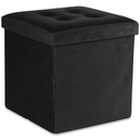 L-faltbarer Sitzhocker mit Knöpfen – 38 x 38 x 38 cm, schwarzer Samt