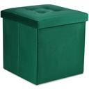 L-faltbarer Sitzhocker mit Knöpfen – 38 x 38 x 38 cm, grüner Samt