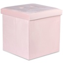 Klapphocker L mit Knöpfen – 38 x 38 x 38 cm, rosa Samt