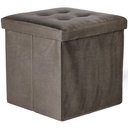 Klapphocker L mit Knöpfen – 38 x 38 x 38 cm, brauner Samt
