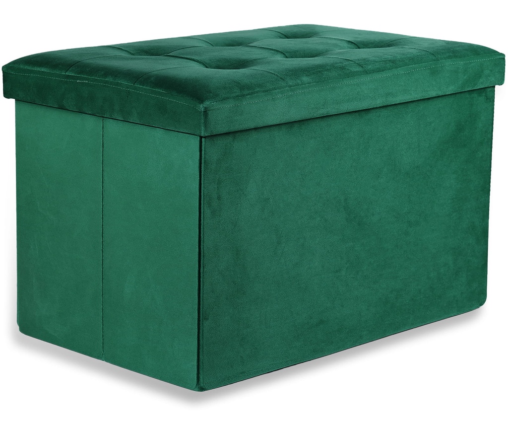 XL faltbarer Hocker mit Knöpfen – 60 x 38 x 38 cm, grüner Samt