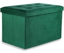 XL faltbarer Hocker mit Knöpfen – 60 x 38 x 38 cm, grüner Samt