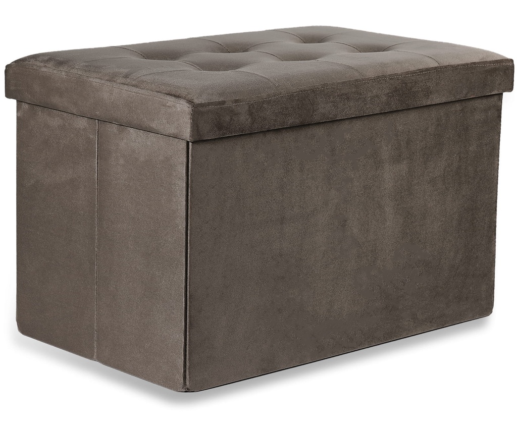 XL faltbarer Sitzhocker mit Knöpfen – 60 x 38 x 38 cm, brauner Samt