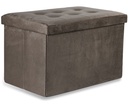 XL faltbarer Sitzhocker mit Knöpfen – 60 x 38 x 38 cm, brauner Samt