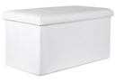 XXL faltbarer Sitzhocker mit Knöpfen – 80 x 40 x 40 cm, weißes Öko-Leder