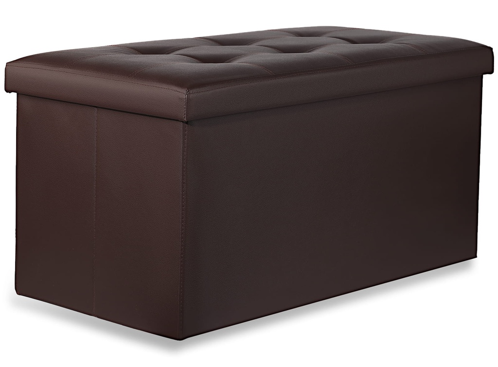 XXL faltbarer Pouf mit Knöpfen – 80x40x40cm braunes Öko-Leder