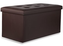 XXL faltbarer Pouf mit Knöpfen – 80x40x40cm braunes Öko-Leder