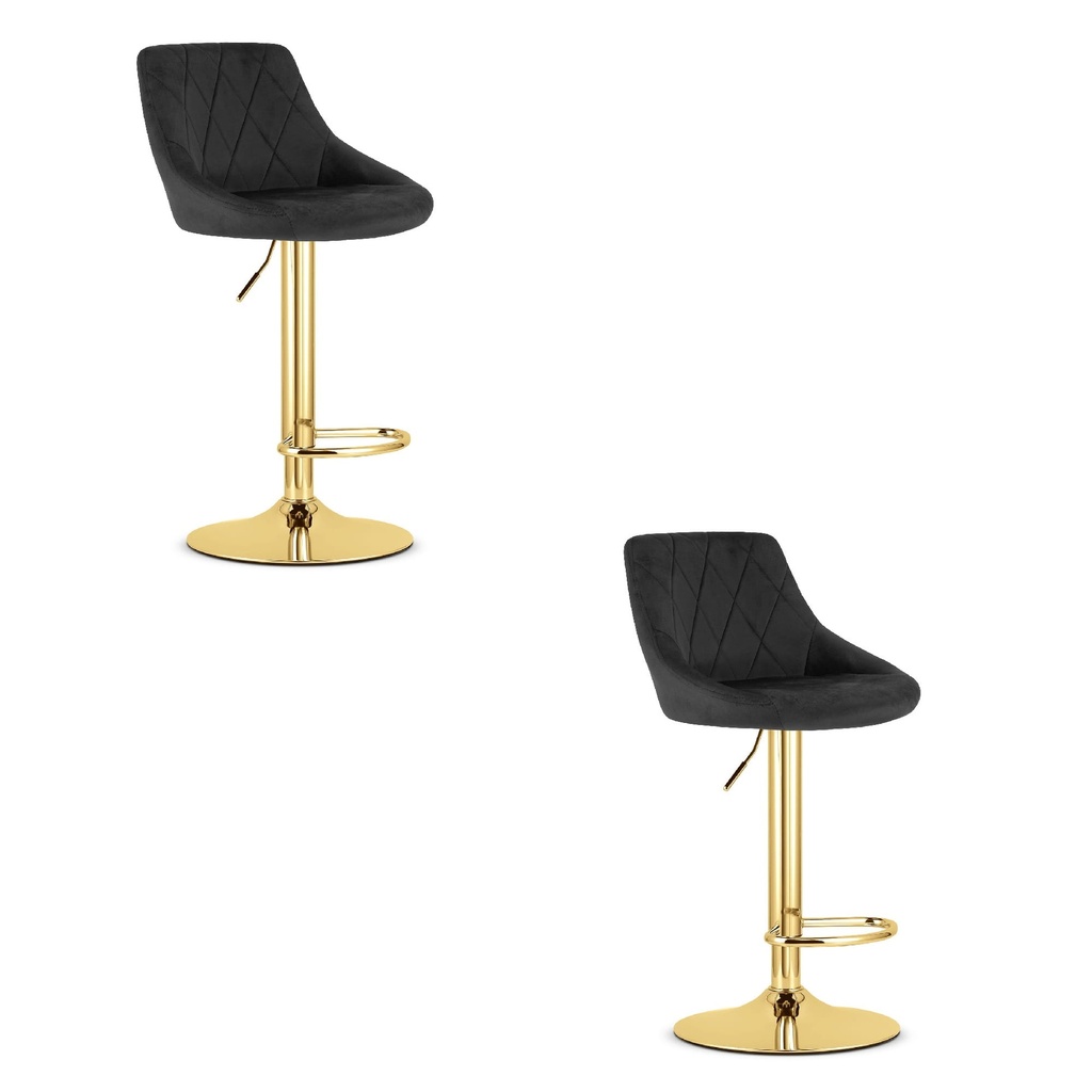 KAST Hocker – schwarzer Samt / goldene Basis x 2