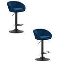 EAST-Hocker – marineblauer Samt / schwarzes Gestell x 2