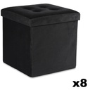 Klapphocker L mit Knöpfen – 38 x 38 x 38 cm, Samtschwarz x 8