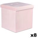 L faltbarer Sitzhocker mit Knöpfen – 38 x 38 x 38 cm, rosa Samt x 8