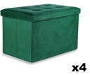 XL faltbarer Sitzhocker mit Knöpfen – 60 x 38 x 38 cm, grüner Samt x 4
