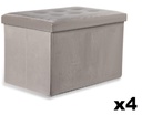 XL faltbarer Pouf mit Knöpfen – 60 x 38 x 38 cm, Samtbeige x 4