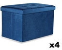 XL faltbarer Sitzhocker mit Knöpfen – 60 x 38 x 38 cm, Samt, Marineblau, x 4