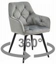 JORK360 Stuhl – silbergrauer Samt / schwarze Beine x 1