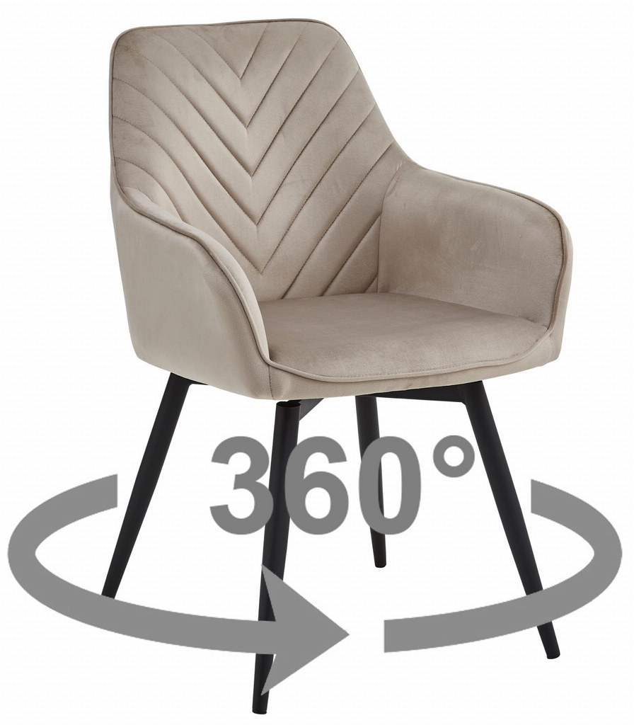 NANA360 Stuhl – dunkelbeiger Samt / schwarze Beine x 1