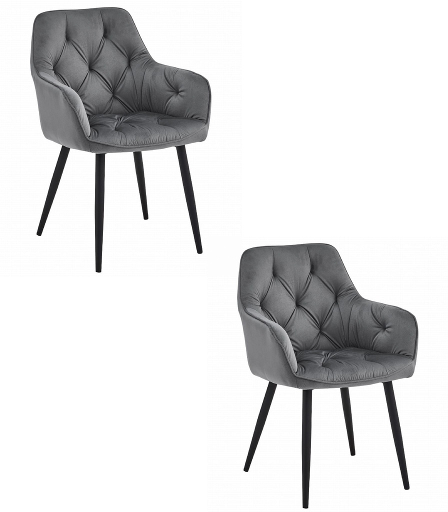 YORK Stuhl – dunkelgrauer Samt / schwarze Beine x 2