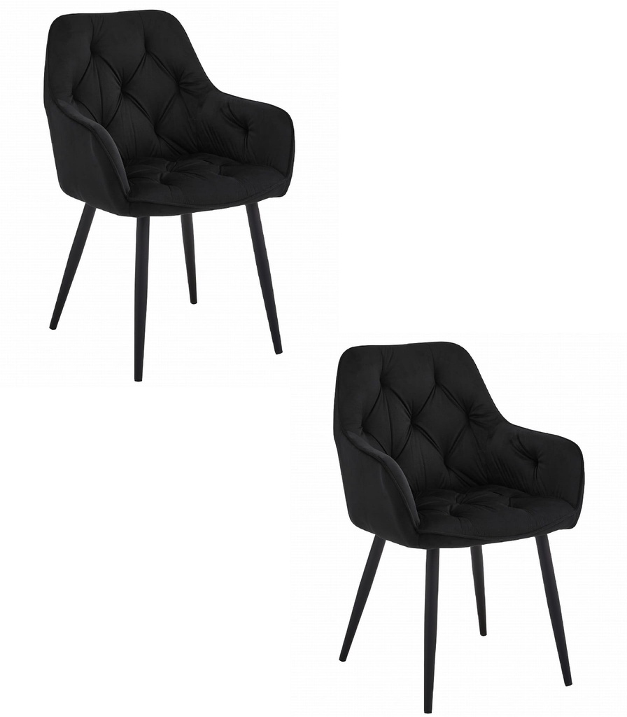 YORK Stuhl – schwarzer Samt / schwarze Beine x 2