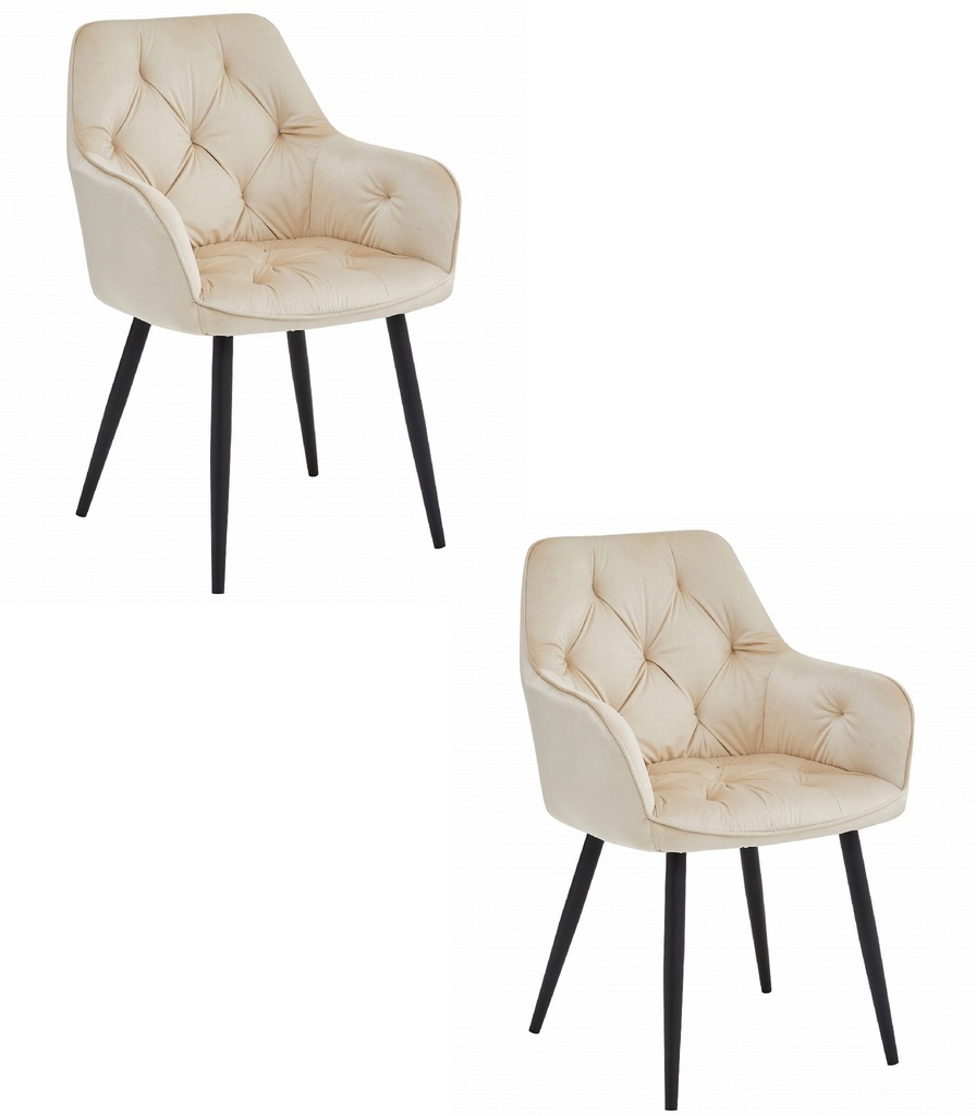 YORK Stuhl – beige Samt / schwarze Beine x 2