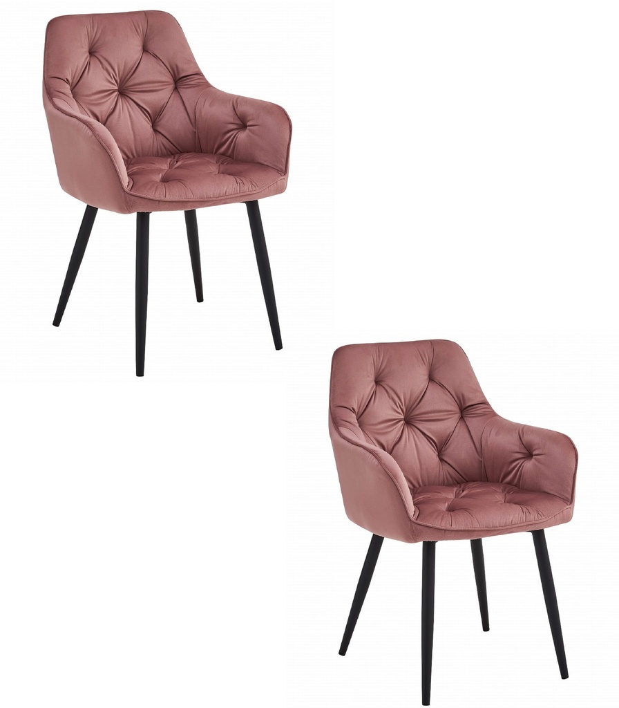 YORK Stuhl – rosa Samt / schwarze Beine x 2