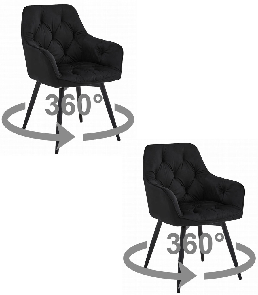 JORK360 Stuhl – schwarzer Samt / schwarze Beine x 2