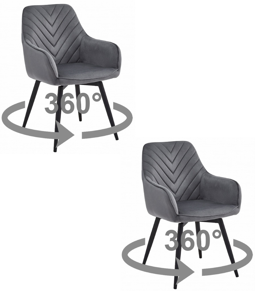 NANA360 Stuhl – dunkelgrauer Samt / schwarze Beine x 2