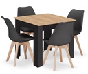 NP-Tisch 80x80cm Artisan, schwarze Beine + 4 MARK-Stühle, schwarze Naturbeine