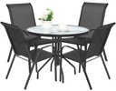 ISLAND runder Tisch 90 cm + 4x SOFIA Stuhl, dunkelgrau