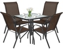 ISLAND quadratischer Tisch 70 cm + 4x SOFIA brauner Stuhl