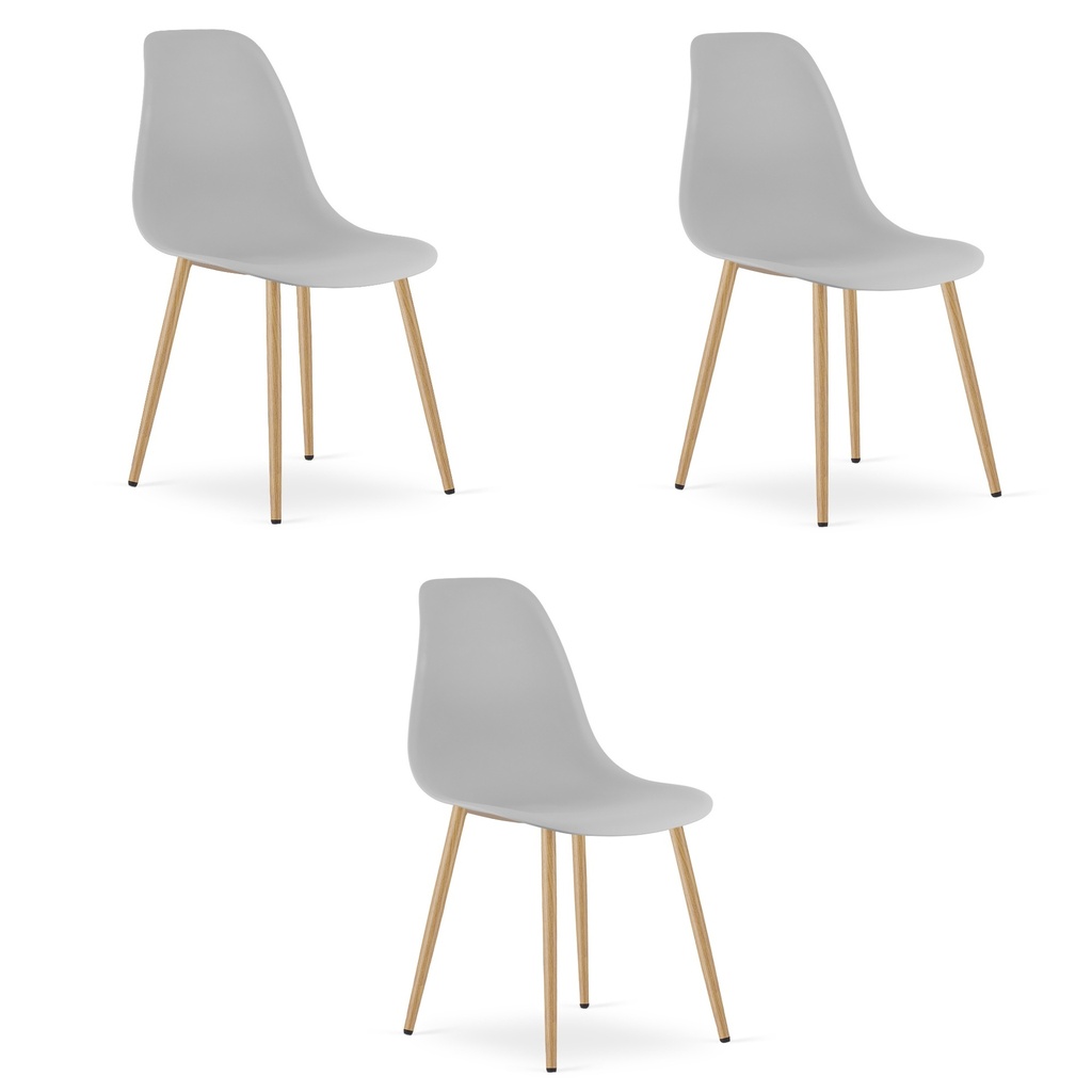 WAT Stuhl grau / natürliche Beine x 3