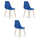 WAT Stuhl blau / natürliche Beine x 3