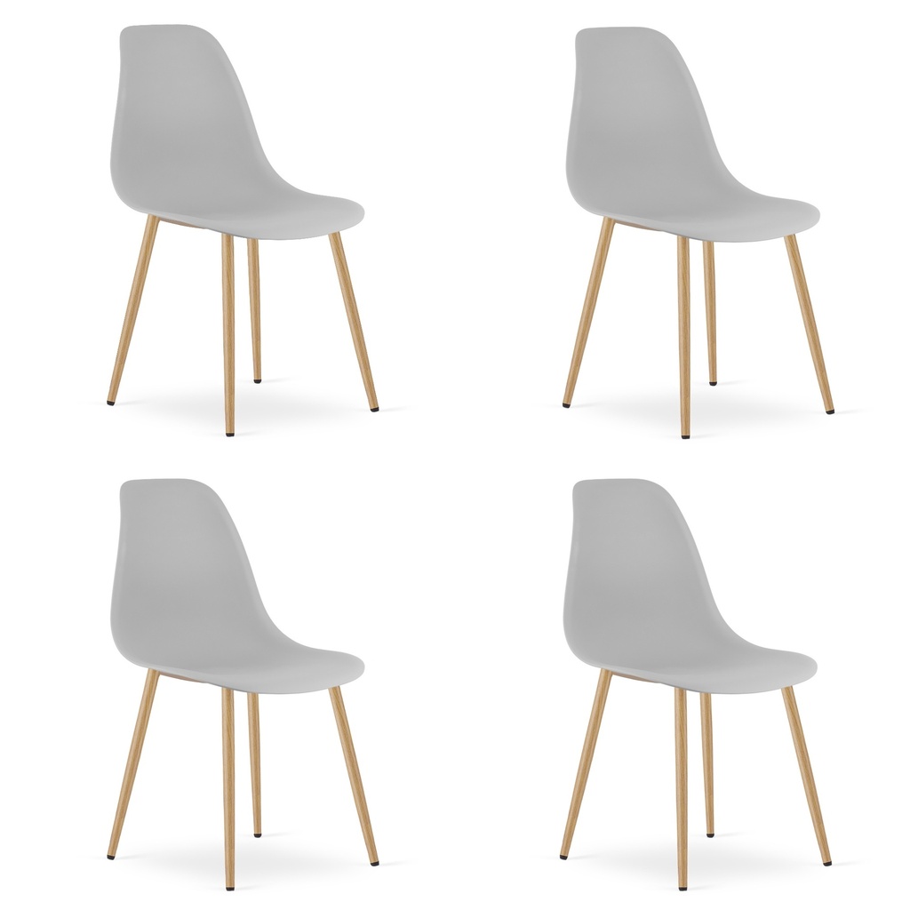 WAT Stuhl grau / natürliche Beine x 4