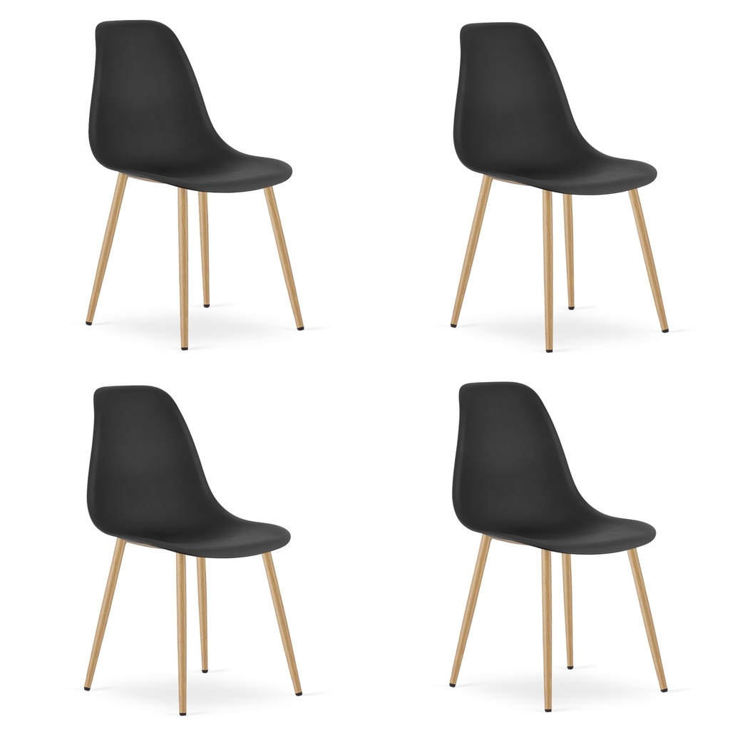 WAT Stuhl schwarz / natürliche Beine x 4
