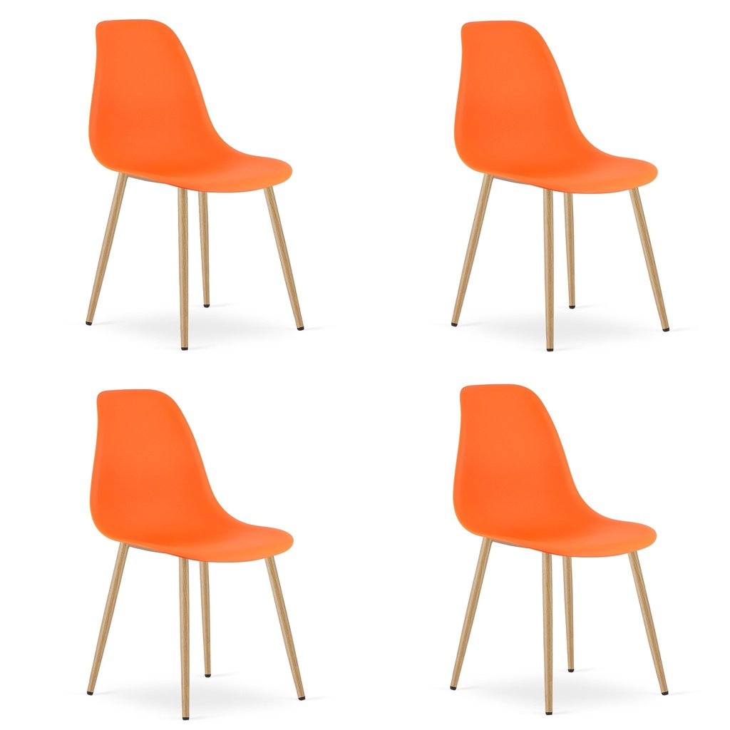 WAT orangefarbener Stuhl / natürliche Beine x 4