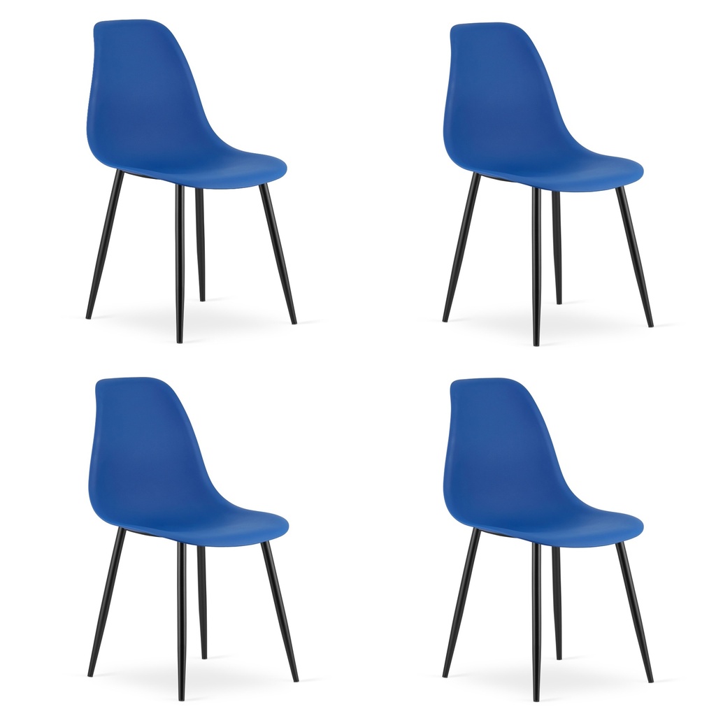 WAT Stuhl blau / schwarze Beine x 4