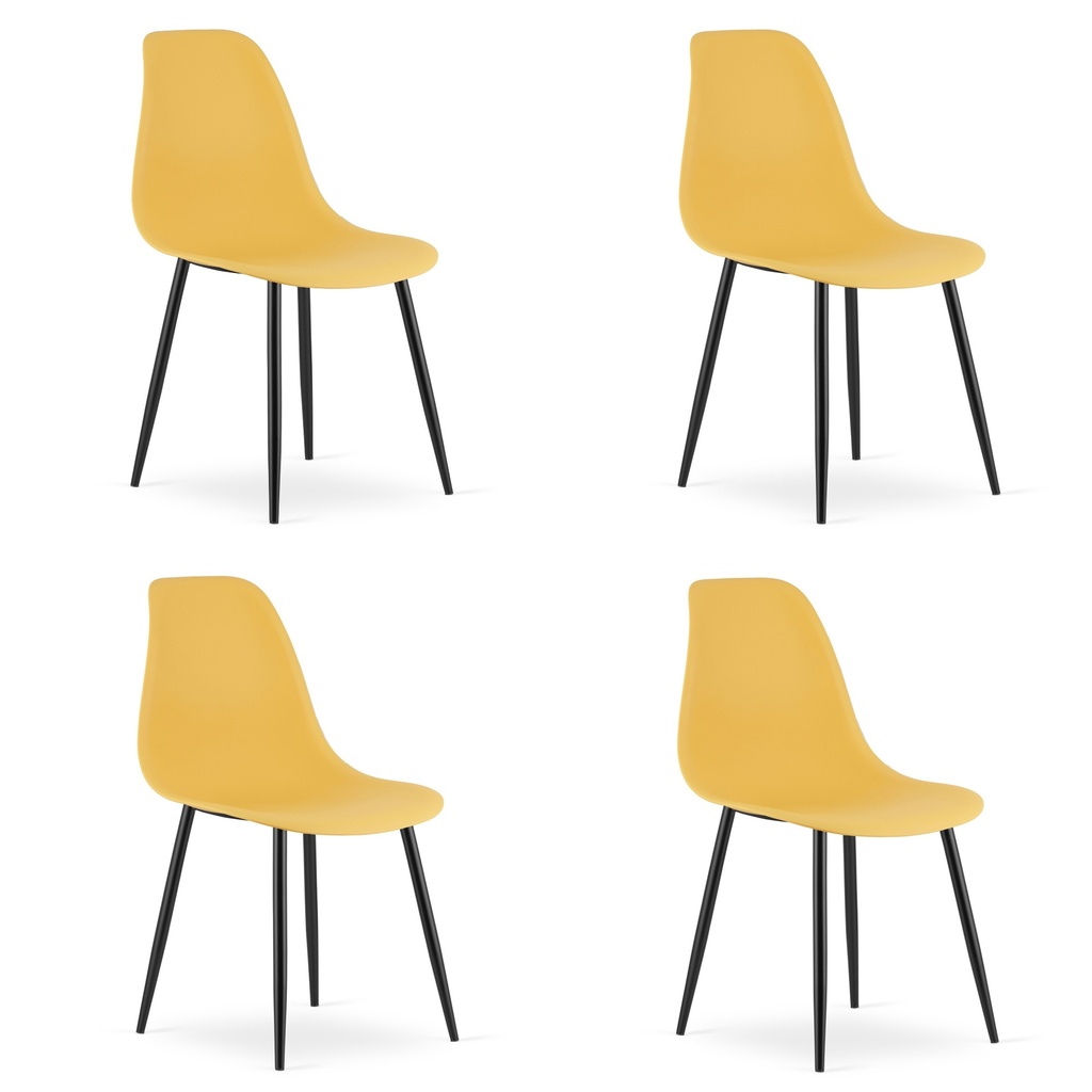 WAT Stuhl Senf / schwarze Beine x 4