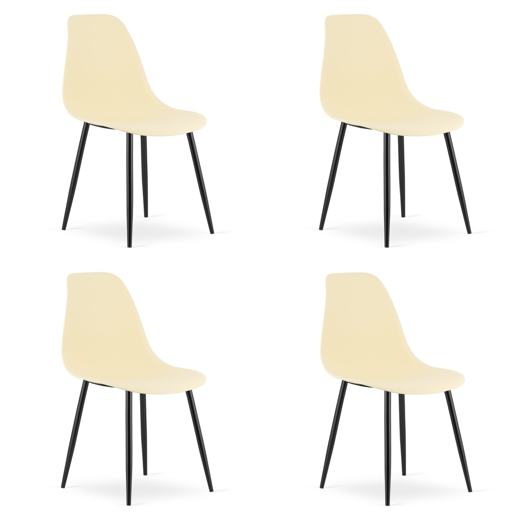WAT Stuhl cremefarben / schwarze Beine x 4