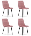 TURIN Stuhl – rosa Samt / schwarze Beine x 4