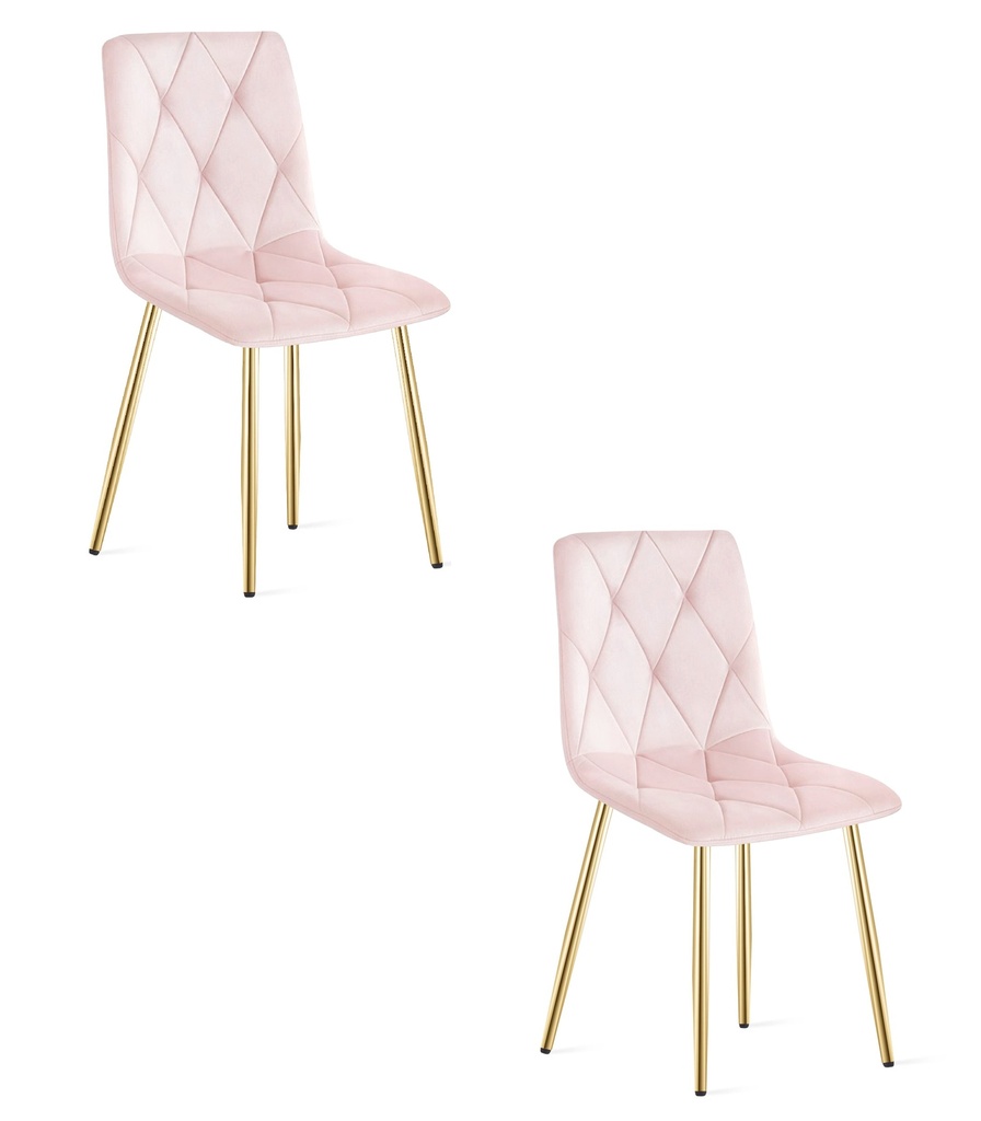 LIBRA Stuhl – hellrosa Samt / holzfarbene Beine x 2