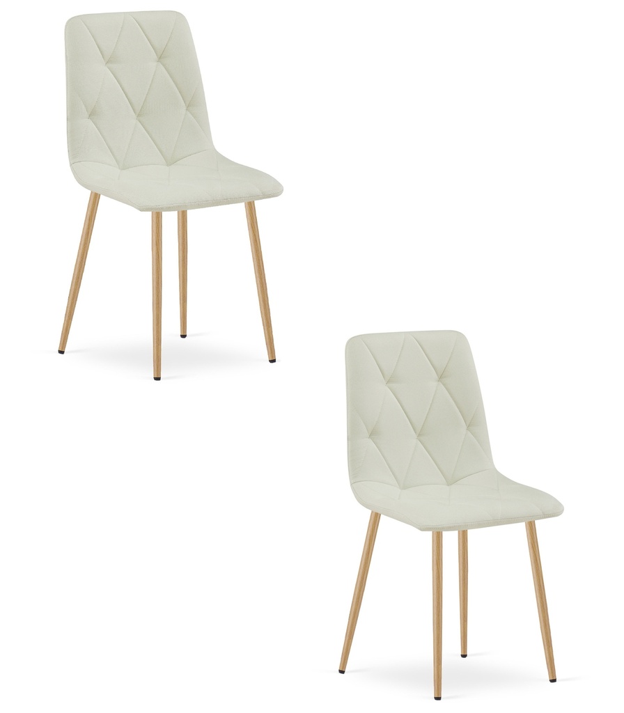 LIBRA Stuhl – beiges Material / holzfarbene Beine x 2