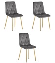 LIBRA Stuhl – dunkelgrauer Samt / goldene Beine x 3