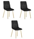 LIBRA Stuhl – schwarzer Samt / goldene Beine x 3