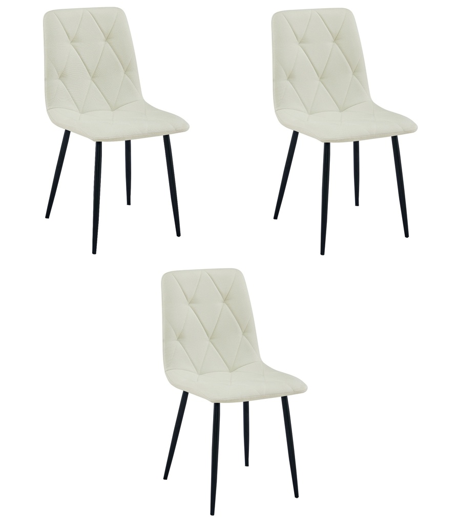 LIBRA Stuhl – beiges Material / schwarze Beine x 3