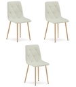 LIBRA Stuhl – beiges Material / holzfarbene Beine x 3