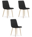 TURIN Stuhl – schwarzer Samt / holzfarbene Beine x 3