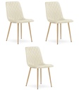 TURIN Stuhl – hellbeiger Samt / holzfarbene Beine x 3