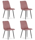 LAVA Stuhl – rosa Samt / schwarze Beine x 4