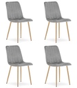 LAVA Stuhl – hellgrauer Samt / holzfarbene Beine x 4